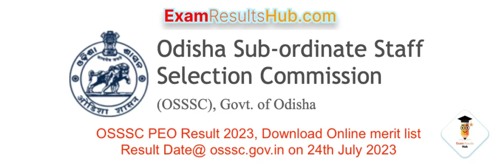 OSSSC PEO Result 2023, Download Online merit list Result Date@ osssc.gov.in on 24th July 2023